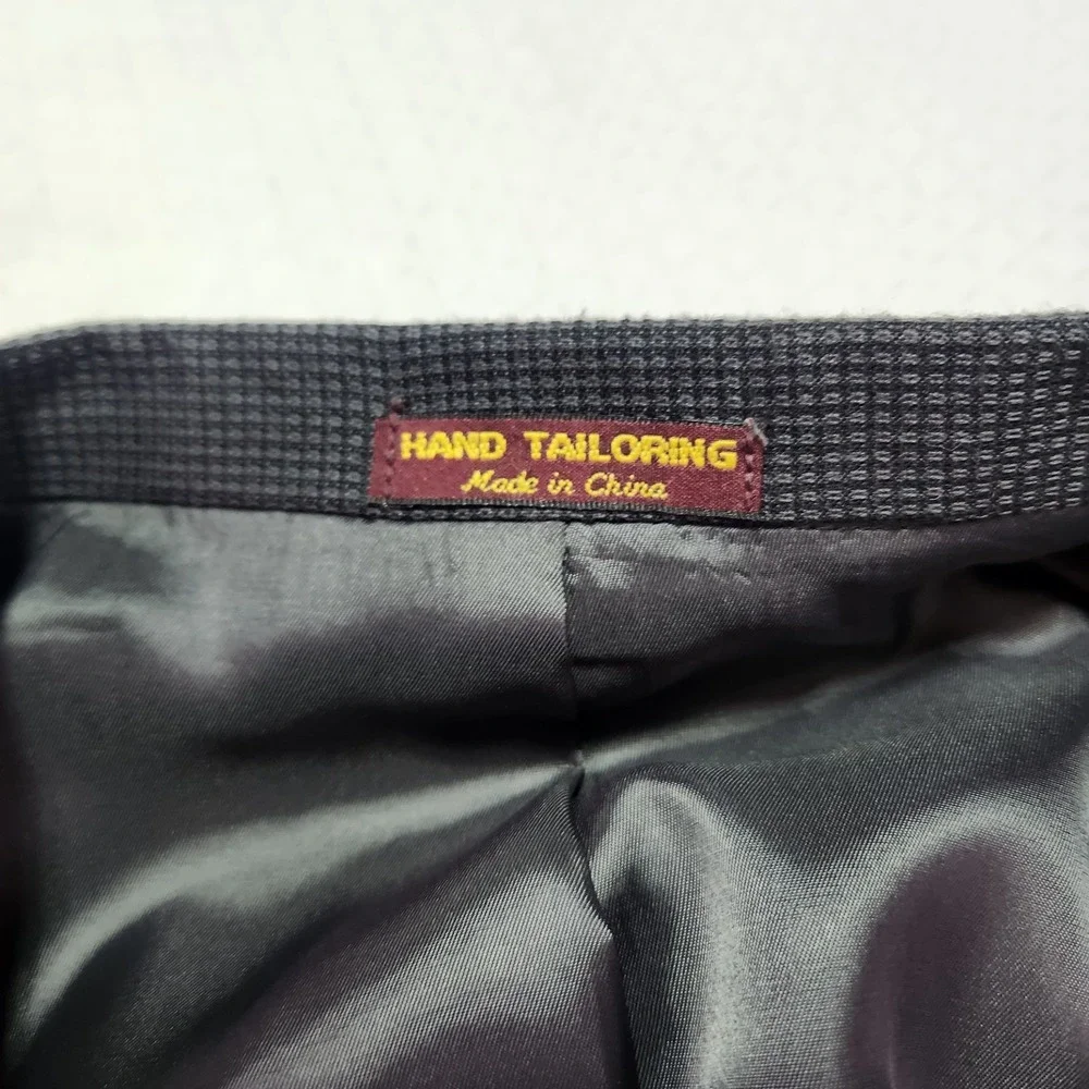 KENNETH MORTON Mens Size 42L Black Gray Sport Coat Suit Jacket Blazer Checkered - Picture 6 of 13